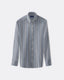 Blue & Brown Poplin Stripe Shirt - Button Down Collar