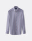 Blue & Brown Poplin Stripe Shirt - Button Down Collar