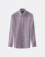 Blue & Brown Poplin Stripe Shirt - Button Down Collar