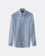 Blue & Brown Poplin Stripe Shirt - Button Down Collar