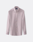 Pink button-down shirt with long sleeves and subtle crisscross texture