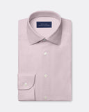 Folded pale pink diamond-pattern shirt with pointed collar and button cuffs