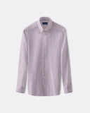 Full-length pink and white Bengal stripe shirt with button-down collar