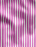 Close-up of pink and white ticking stripes on the poplin shirt fabric